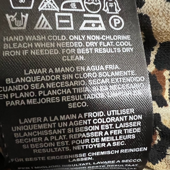 Guess Blouse Animal Print V-Neck Small Long Sleeve Brown Semi Sheer. - Picture 8 of 10